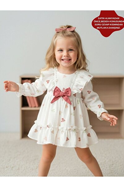 aysskids SCARLETT Φόρεμα μουσελίνας για κορίτσια με βολάν και σχέδιο καρδιάς