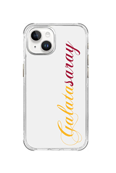 Galatasaray حافظة هاتف آيفون 15 مرخصة مكتوبة يدويًا باللون الأصفر والأحمر الش...