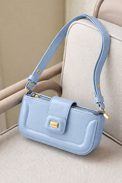 Melos Butik Γυναικείο Baby Blue Magnet Cover Mini Size Baguette Δερμάτινο El ...