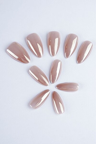 POP Beauty Takma Tırnak Seti & Zararsız Yapıştırıcı, Glazed Caramel Donut Hai...