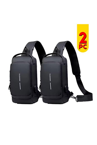 Generic حقيبة كتف رفيعة مقاومة للماء من بوليستر، قطعتان، لون أسود، للجنسين، ح...