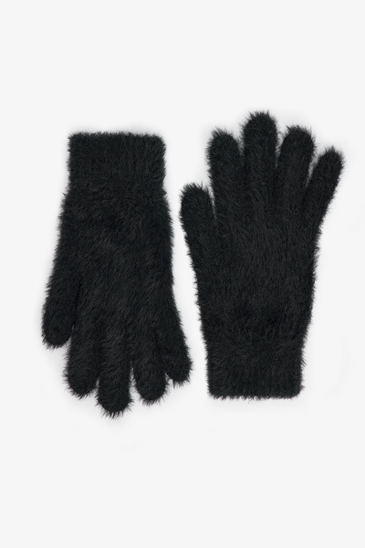 Penti Siyah Flora Yumuşak Dokulu Eldiven