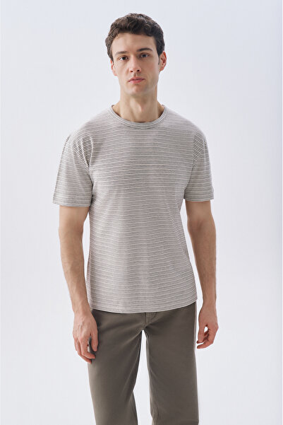 Mudo Comfort Fit Striped Crew Neck T-Shirt