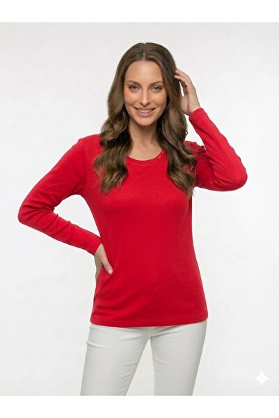 QYA Clothing Tricou basic cu mânecă lungă, 100% bumbac, croială largă