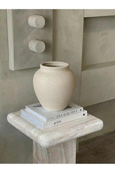 Yalda atelier Handmade Natura Matte Textured Small Belly-Shaped Decorative Va...