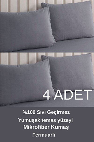 sevilya Renkli Mikro Fermuarlı Su Geçirmez Sıvı Geçirmez Yastık Alezi Yastık Koruyucu (4 adet)