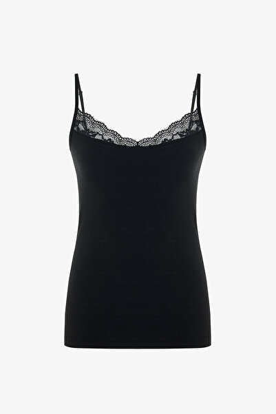 Penti Siyah Cashmere Blend Thin Strap Atlet