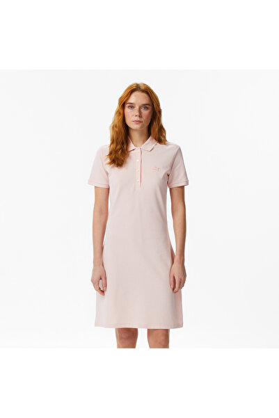 Lacoste Kadın Slim Fit Kısa Kollu Polo Yaka Pembe Elbise