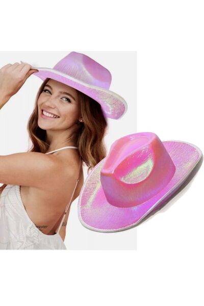 partidolu Ροζ ρετρό καουμπόικο καπέλο με τυπωμένο ολόγραμμα