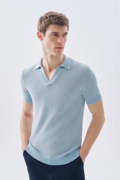 Mudo Polo Collar Short Sleeve Knitwear Sweater