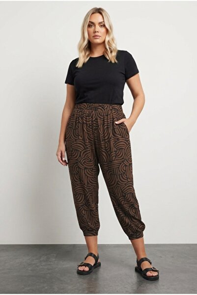 Stil Diva Штани з еластичним поясом і штанинами, з кишенями, з абстрактним ма...