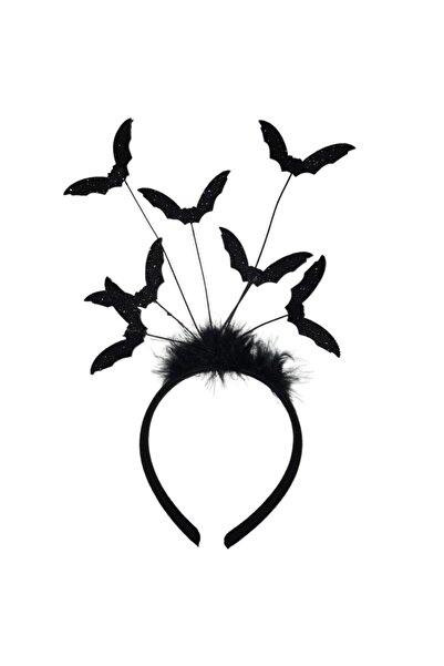 partidolu عصابة رأس على شكل خفاش أسود للهالوين، تاج خفاش أسود اللون بطراز قوطي