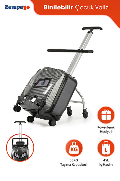 Zampago Led Işıklı Göz Desenli Çocuk Valizi – Binilebilir, Düşme Engelleyici