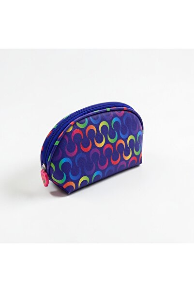Juene حقيبة مكياج بنفسجية منقوشة على شكل ثعبان