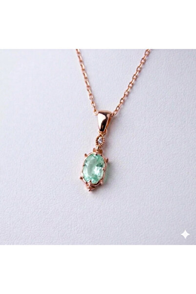 GIBYJEWEL Antika Tarz Pırlanta Modeli Yeşil Taşlı Rose Kaplama 925 Ayar Gümüş...