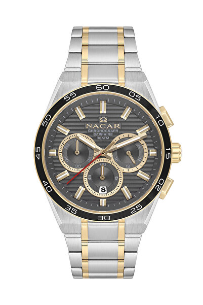 Nacar Sapphire Glass Sports Silver - Gold - Gray Men's Wristwatch Nc08-294207...