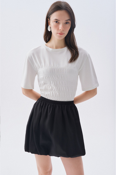 Mudo تنورة بالون صغيرة بحزام مطاطي عند الخصر