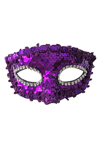 partidolu قناع حفلات مزين بالترتر باللون الأرجواني مع خلفية مطاطية فاخرة قطعة...