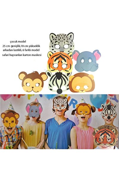 partidolu Gösteri İçin Safari Hayvanları Lastikli Çocuk Karton Maskesi Gözlük...
