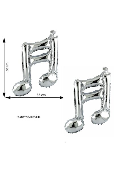 partidolu Retro Disco Note Note Sign Music Themed Silver Color Foil Balloon 1...