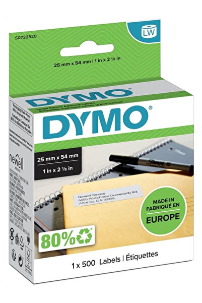 Dymo ملصق عنوان 25x54 مم 500 ملصق متوافق مع LabelWriter 11352 أصلي 📦