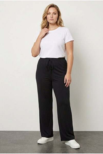 Stil Diva Velké kalhoty s elastickým pasem a šněrováním, bez kapes, široké no...