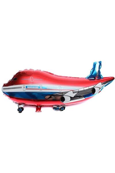partidolu Süpershape Passenger Airplane Foil Balloon Red Color 80X35 cm 1 Piece