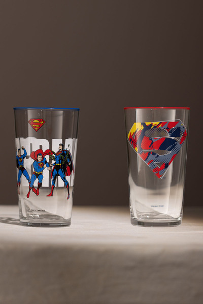 Rakle Superman Set of 2 Soft Drink Glasses 570 Cc