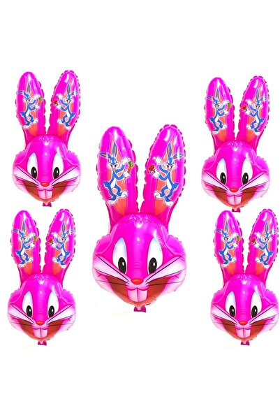 partidolu بالون فويل سوبر شيب 75 سم باغز باني أرنب وردي اللون 5 قطع