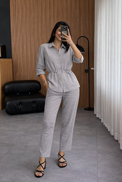 Markazzi Women's Linen Safari Shirt Set