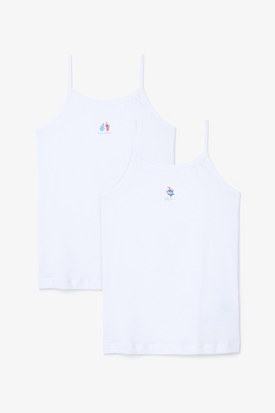 Penti Girl's Bloom Cotton White 2-Piece Undershirt