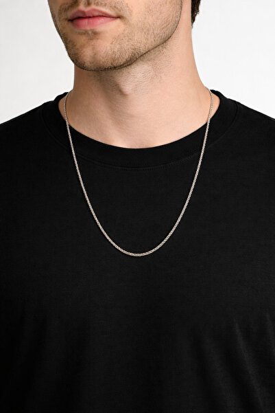 Siset Gümüş 925 Ayar 1 mm Yuvarlak Kesim Tilki Kuyruğu Erkek Gümüş Kolye