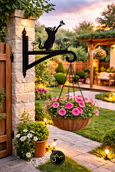 3Art Metal Dekorasyon Tic.Ltd.Şti Dekoratif Duvar Tipi Çiçek Askısı - Dış Mek...