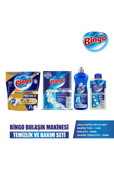 Bingo Akıllı Kapsül Pro Bulaşık Makinesi Deterjanı Tableti 60'lı+Makine Temiz...