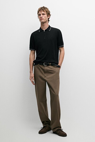 Massimo Dutti Detaylı yakalı polo yaka triko kazak