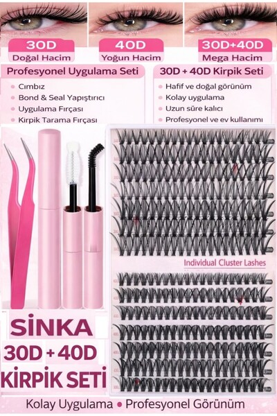 SİNKA Takma Kirpik Seti 280'li Yapıştırıcı Sabitleyici Çıkarıcı Remover + Tak...