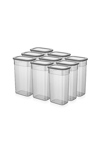 Vienev 9lu Set Poli Şeffaf Kapaklı Uzun Dikdörtgen Saklama Kabı 3,2 Litre