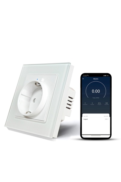 OEM Priză inteligentă, sticlă securizată, 16A, monitorizare energie, Wi-Fi, a...