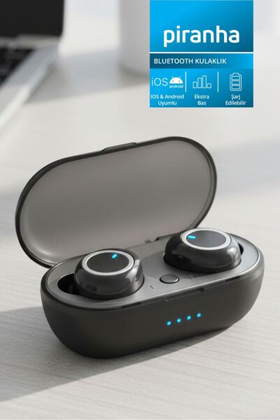 Piranha 9958 TWS Kablosuz Bluetooth Kulaklık | Bluetooth 5.3 | Mikrofonlu | Ş...