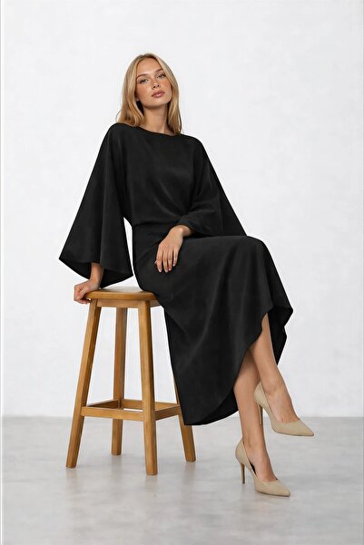 VAGGON Relaxed Fit Bat Sleeve Long Dress