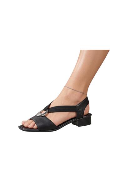 Rieker Sandale Damă din Piele Naturală, Negru, Barete Elastice