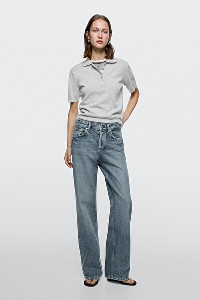 Massimo Dutti Orta bel geniş paça jean