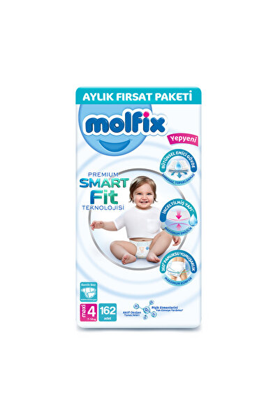 Molfix Premium Smart Fit Aylık Fırsat Paketi 4 Beden Maxi 162 Adet