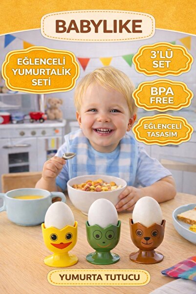 Babylike Fun Egg Cup Set for Kids 3-Piece – Bpa Free Egg Holder Egg Cup – Bab...