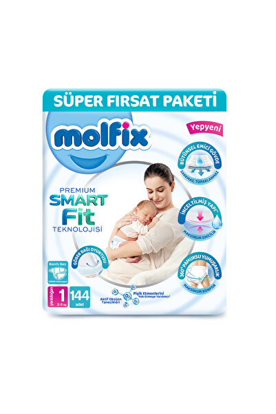 Molfix Premium Smart Fit Süper Fırsat Paketi 1 Beden Yenidoğan 144 Adet