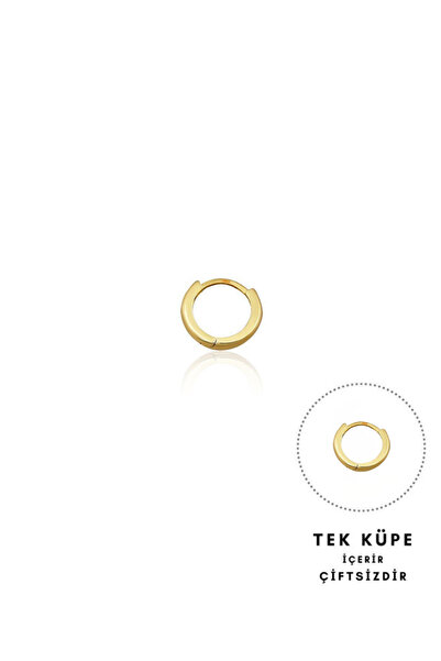 Altınkesesi 14 Ayar Altın Bombeli Mini Tekli Halka Küpe 1 Cm