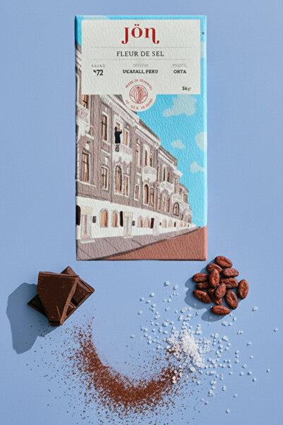 jön Fleur de Sel Premium Tuzlu Çikolata, %72 Kakao, Peru, Orta Kavurma, 56 gr