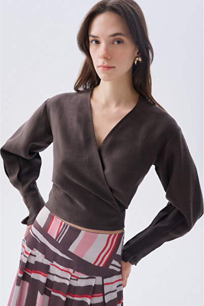 Mudo KETEN KARIŞIMLI ANVELOP BAĞLAMALI BLUZ