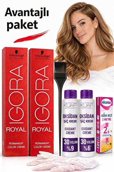Igora Royal Boya 7-55 Kumral Yoğun Altın Saç Boyası 2 Adet + Oksidan 20vol 2 ...