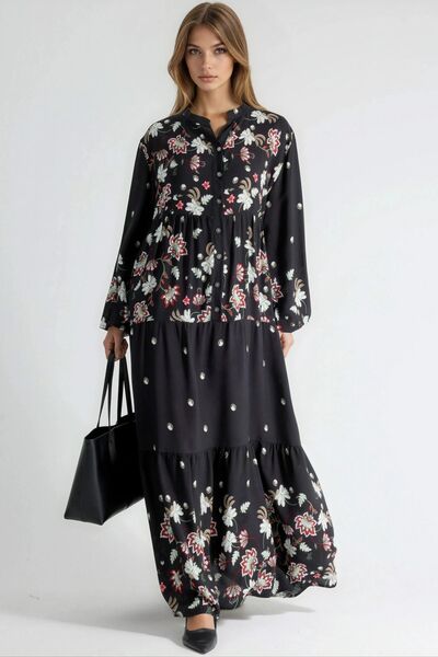 Hiccup Patterned V-Neck Maxi Dress